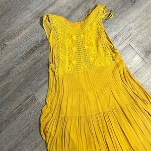 NWT. Free People Mustard yellow maxi dress.